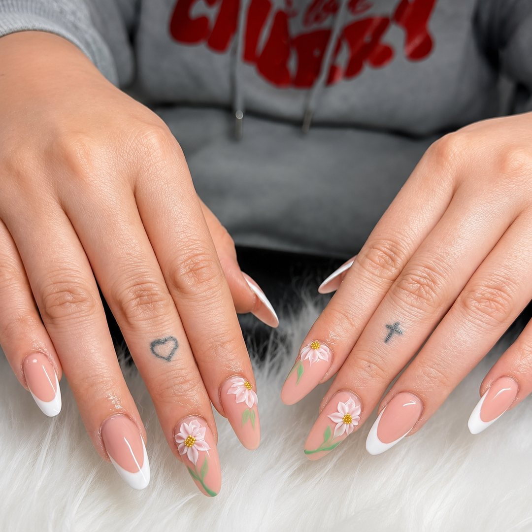 Nude French with flowers 14